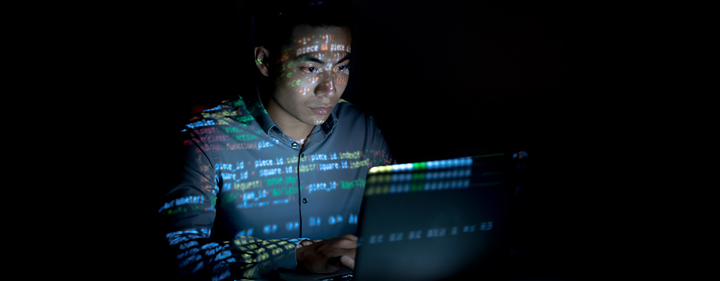 man working as a computer science intern