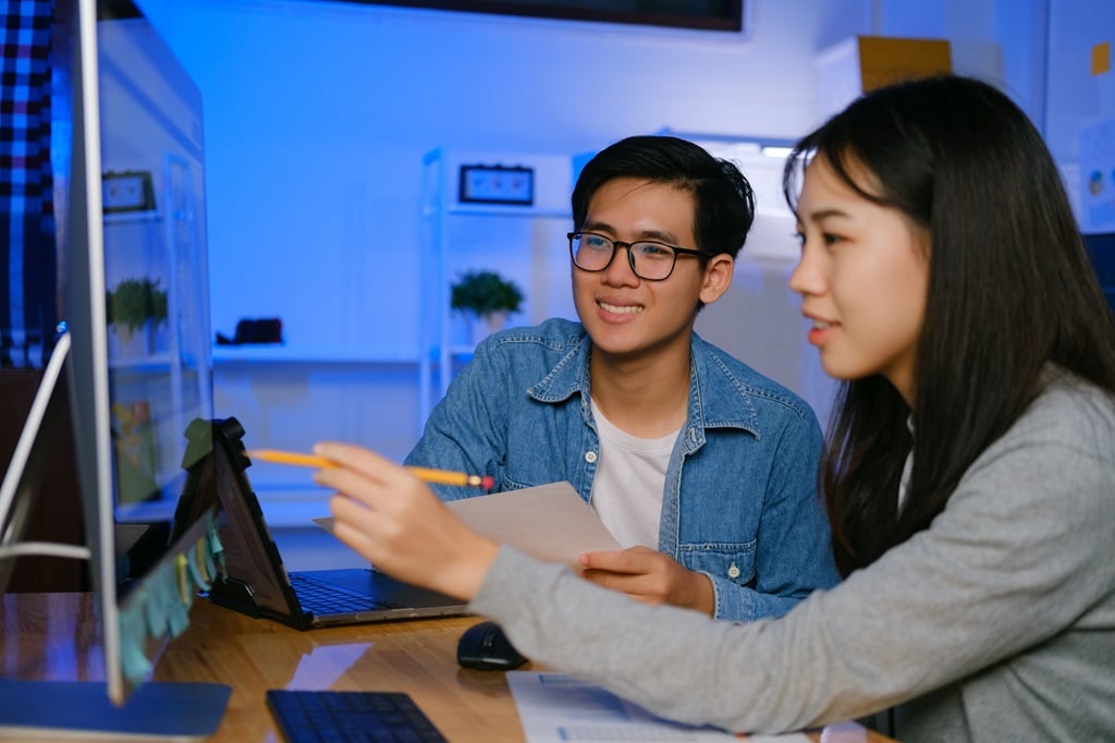 student animators in a modern computer lab