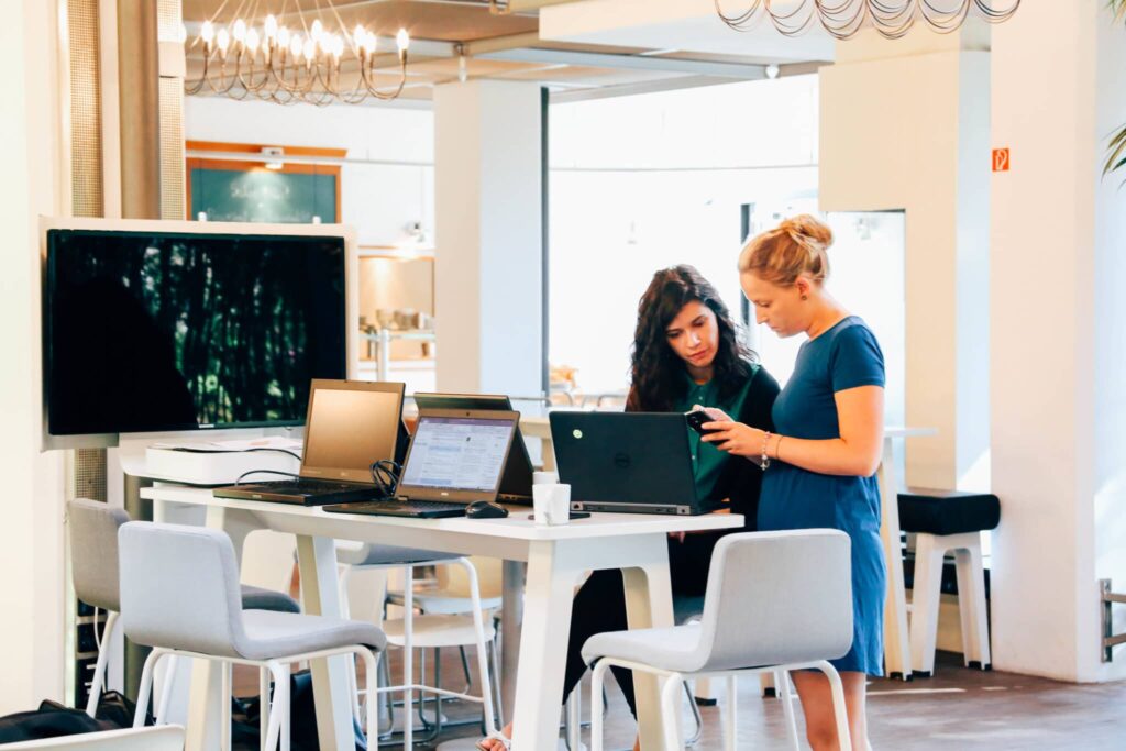 women working in office work